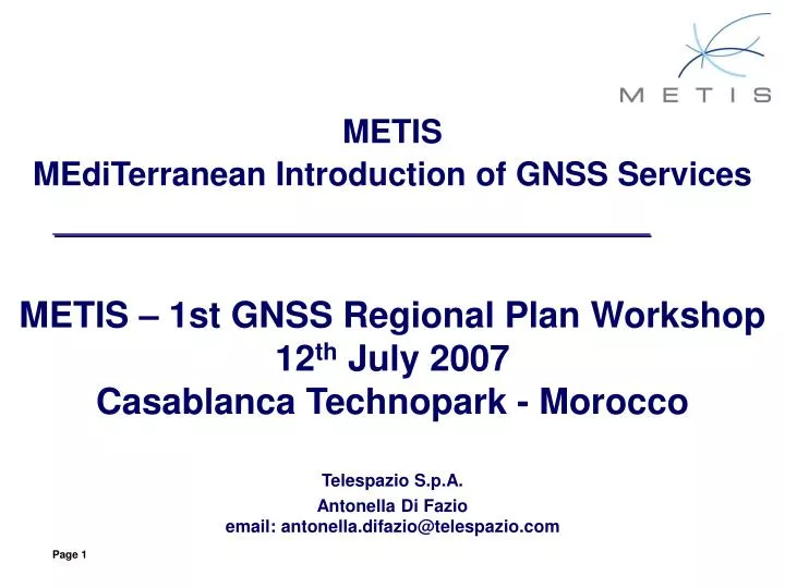 metis mediterranean introduction of gnss services