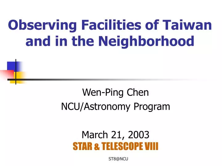 observing facilities of taiwan and in the neighborhood