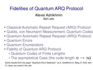 Fidelities of Quantum ARQ Protocol