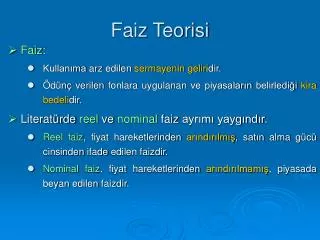 faiz teorisi