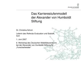 das karrierestufenmodell der alexander von humboldt stiftung