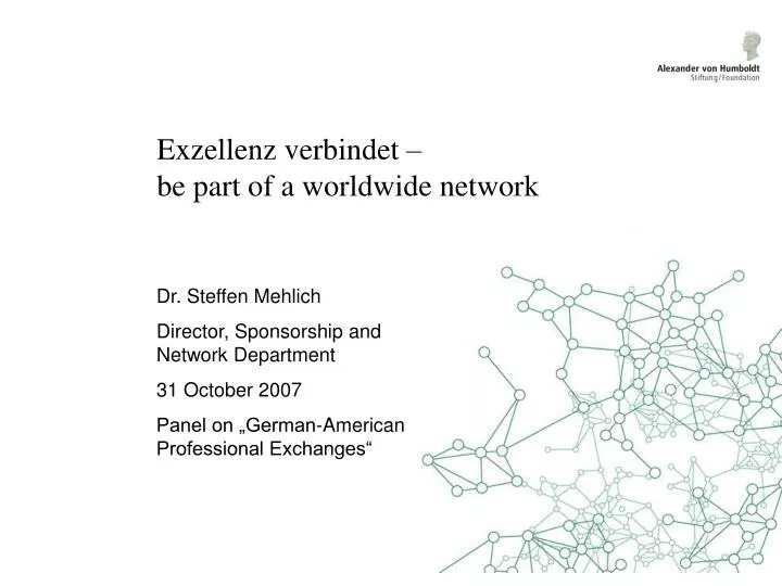 exzellenz verbindet be part of a worldwide network