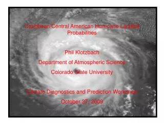 Caribbean/Central American Hurricane Landfall Probabilities Phil Klotzbach