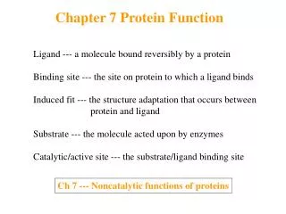 Chapter 7 Protein Function