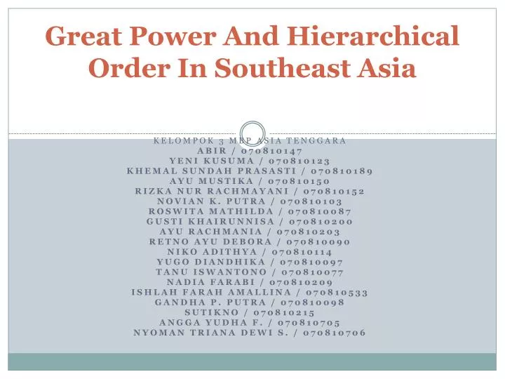 great power and hierarchical order in southeast asia