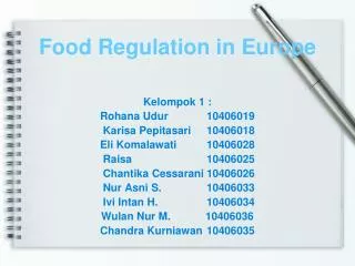 Food Regulation in Europe