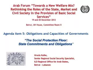 Ursula Kulke, Senior Regional Social Security Specialist, ILO Regional Office for Arab States,