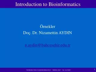 introduction to bioinformatics