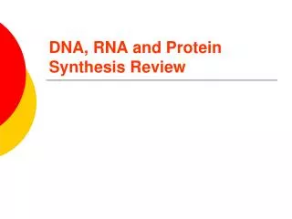 DNA, RNA and Protein Synthesis Review