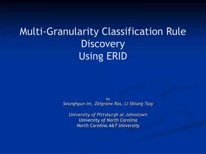 multi granularity classi fi cation rule discovery using erid