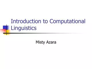 Introduction to Computational Linguistics
