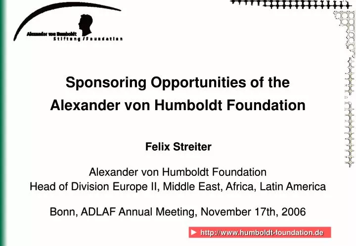 sponsoring opportunities of the alexander von humboldt foundation