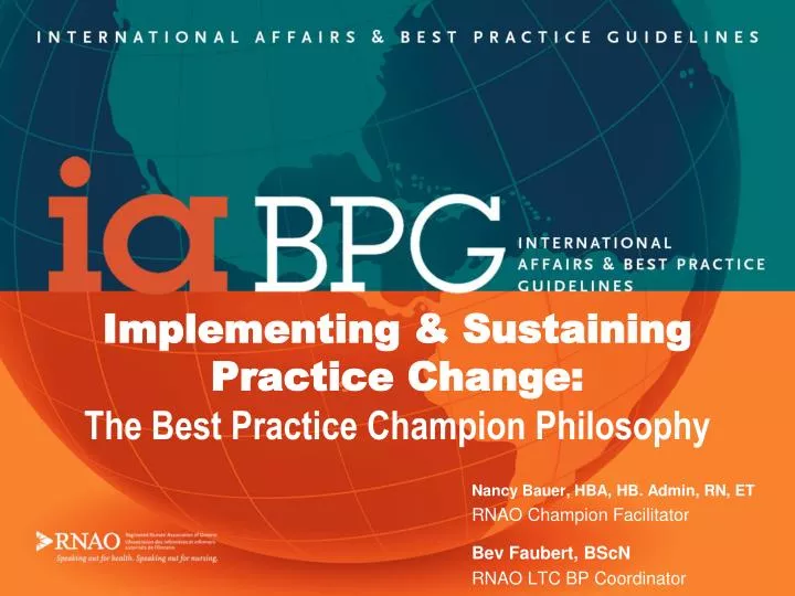 implementing sustaining practice change the best practice champion philosophy