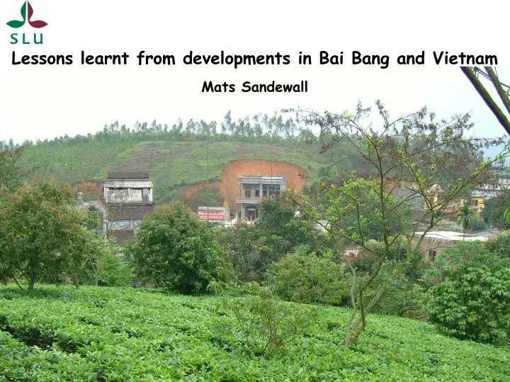 lessons learnt from developments in bai bang and vietnam mats sandewall