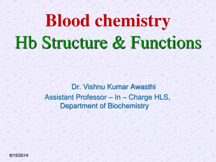 blood chemistry hb structure functions