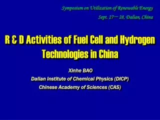 R &amp; D Activities of Fuel Cell and Hydrogen Technologies in China
