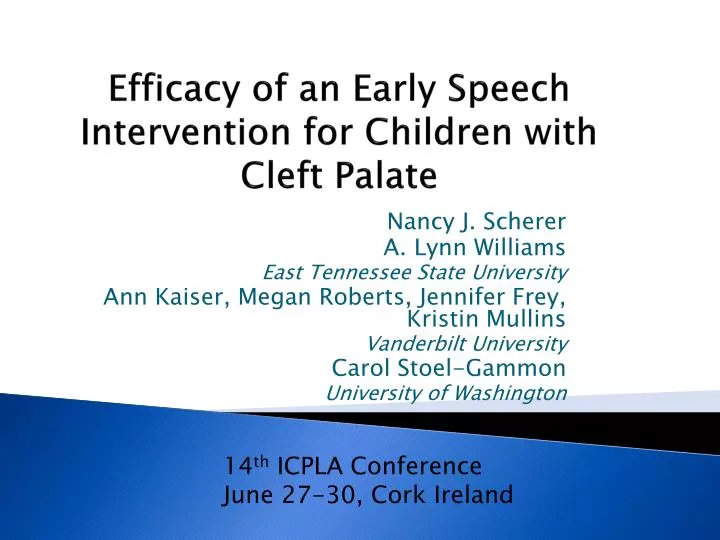 efficacy of an early speech intervention for children with cleft palate