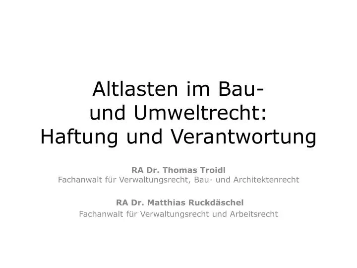 altlasten im bau und umweltrecht haftung und verantwortung