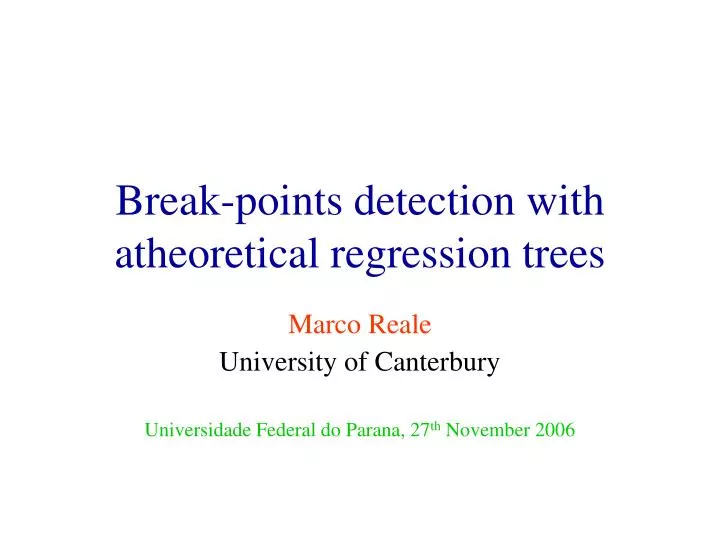 marco reale university of canterbury universidade federal do parana 27 th november 2006