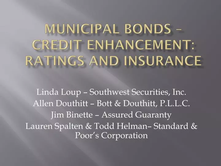 municipal bonds credit enhancement ratings and insurance