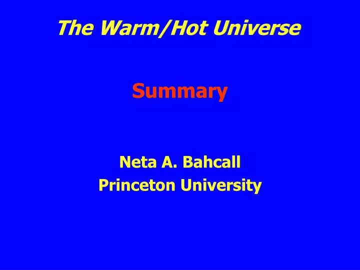 the warm hot universe