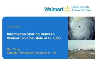 Information Sharing Between Walmart and the State of FL EOC