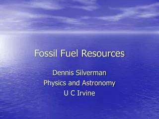 Fossil Fuel Resources