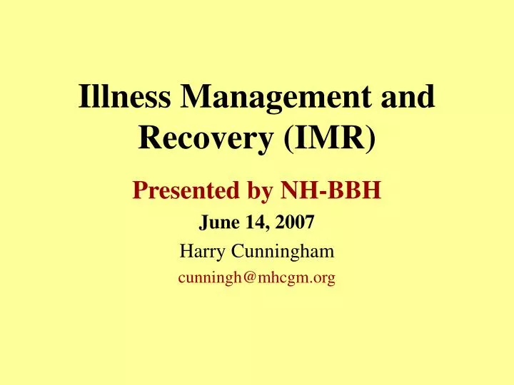 illness management and recovery imr