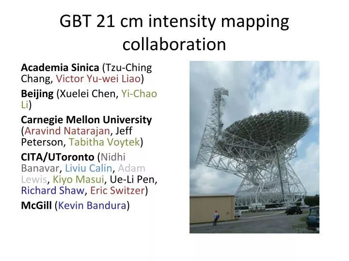 gbt 21 cm intensity mapping collaboration