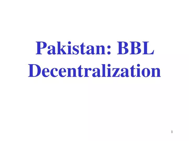 pakistan bbl decentralization