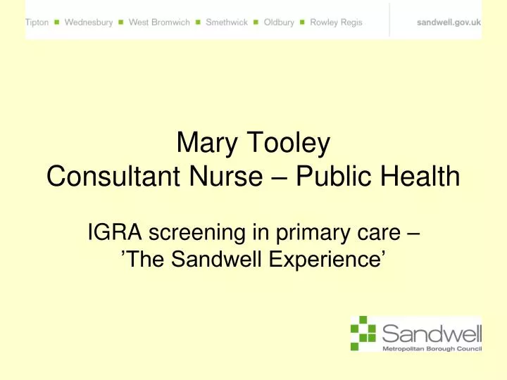 mary tooley consultant nurse public health