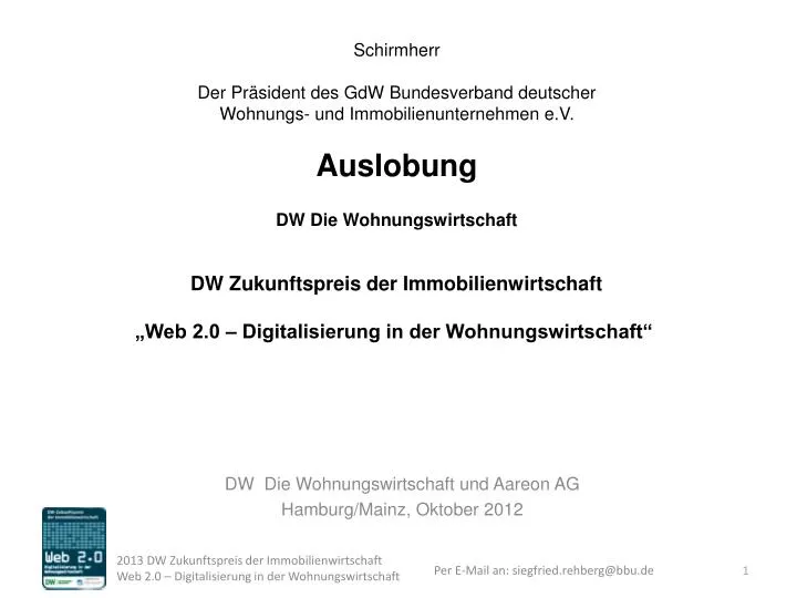 schirmherr der pr sident des gdw bundesverband deutscher wohnungs und immobilienunternehmen e v