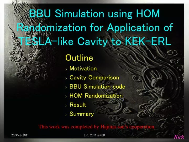 bbu simulation using hom randomization for application of tesla like cavity to kek erl