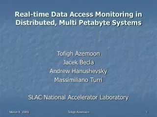 Real-time Data Access Monitoring in Distributed, Multi Petabyte Systems