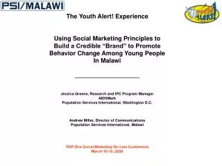 The Youth Alert! Experience Using Social Marketing Principles to