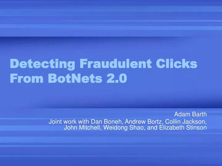 detecting fraudulent clicks from botnets 2 0