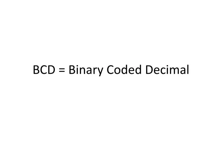 bcd binary coded decimal