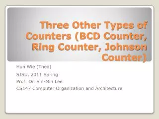 Three Other Types of Counters (BCD Counter, Ring Counter, Johnson Counter)