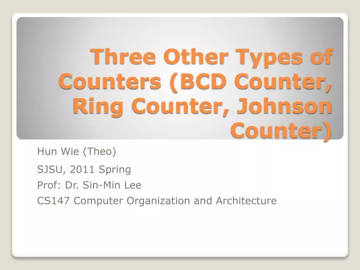 three other types of counters bcd counter ring counter johnson counter
