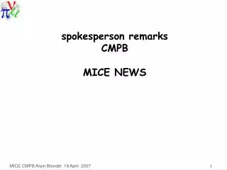 spokesperson remarks CMPB MICE NEWS