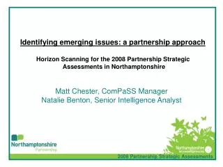 Identifying emerging issues: a partnership approach