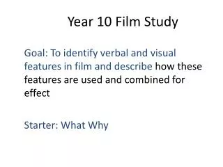 Year 10 Film Study