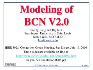 Modeling of BCN V2.0