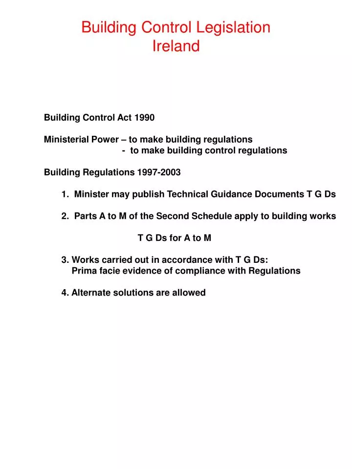 building control legislation ireland