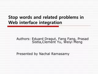 Stop words and related problems in Web interface integration