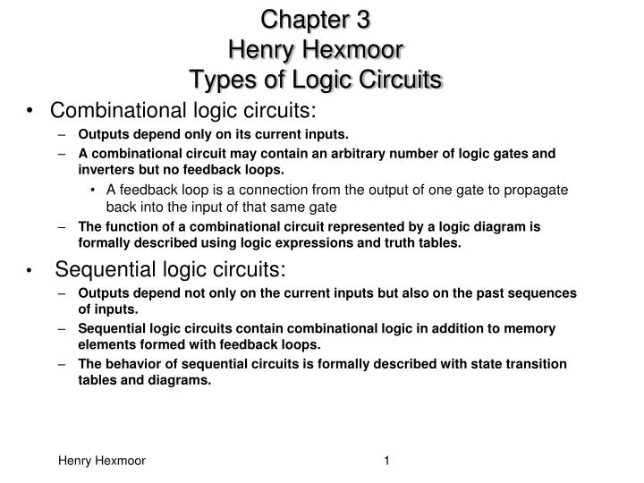 chapter 3 henry hexmoor types of logic circuits