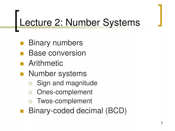 lecture 2 number systems