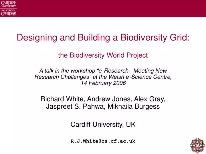 designing and building a biodiversity grid the biodiversity world project