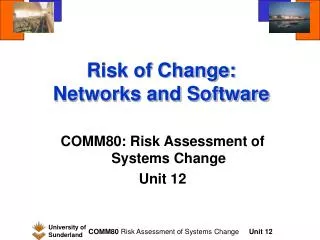 Risk of Change: Networks and Software