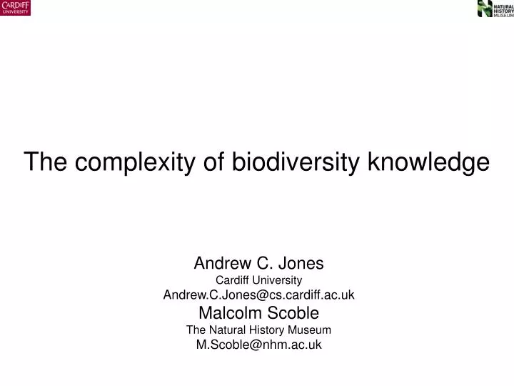 the complexity of biodiversity knowledge